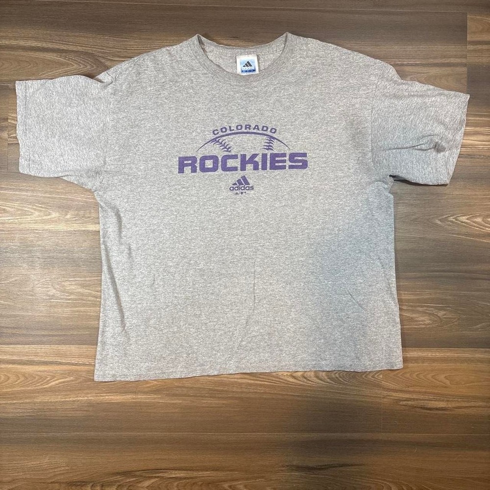 Adidas Colorado Rockies gray t-shirt with purple logo